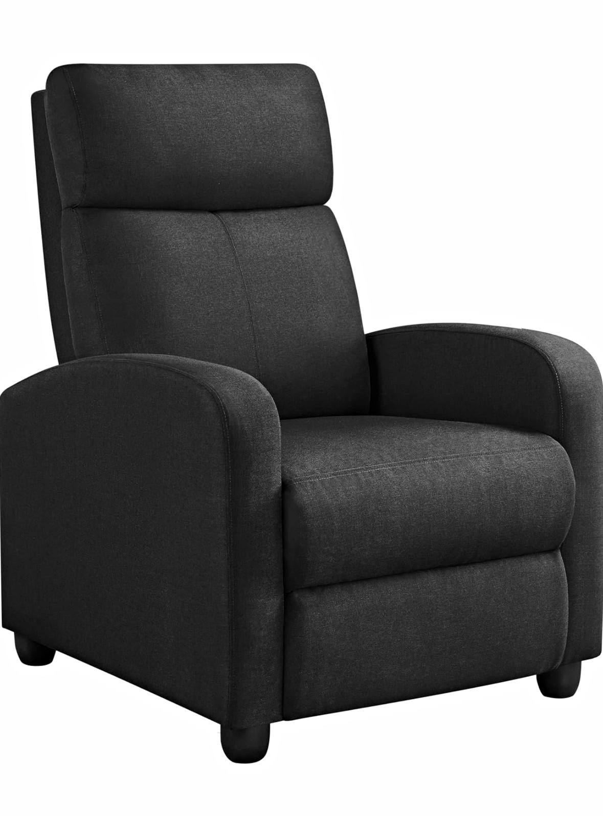 Upholstered Reclining Recliner Chair, Black, 39.2″H 28.7″L 19.5″W, 265 lb