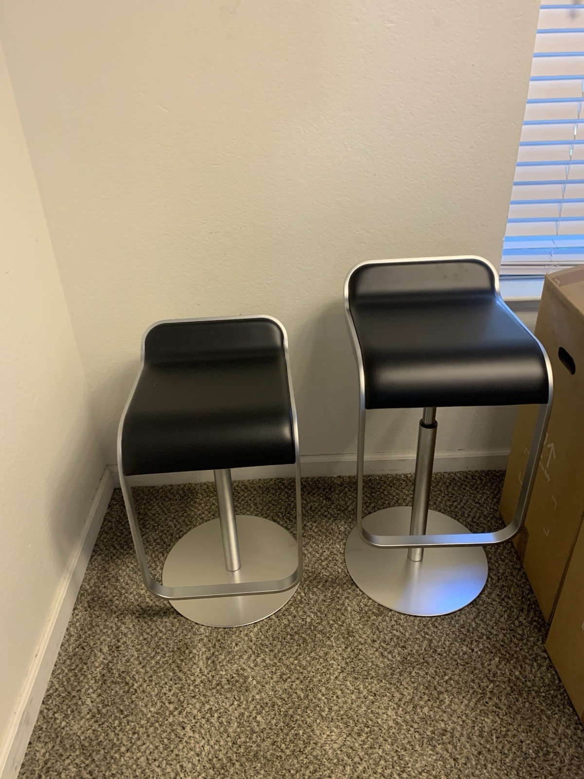 Lapalma Lem Piston Stool Chair Made in Italy Black Leather, Counter Height