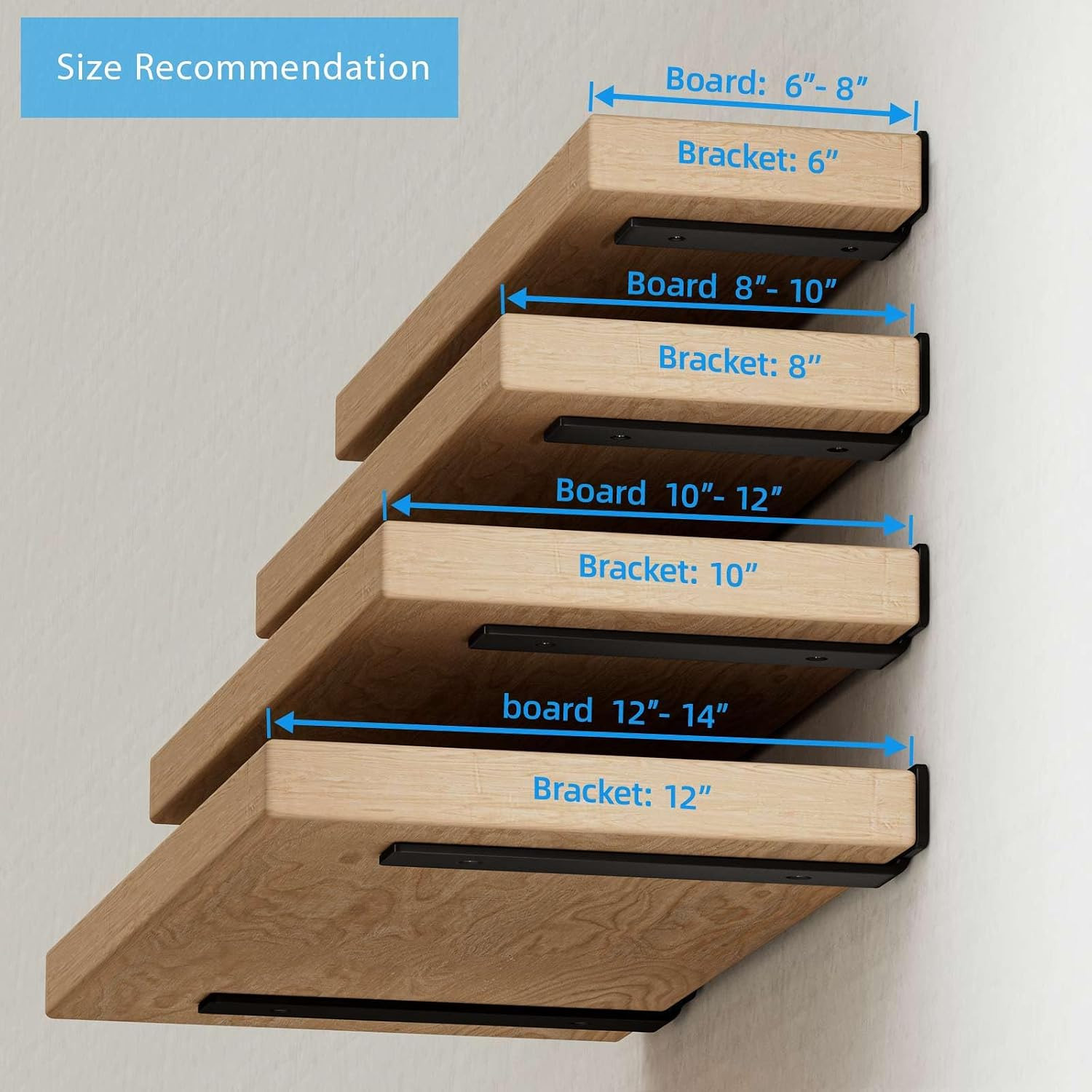Shelf Brackets Floating Shlef Brackets 6-Inch 6-Packs, 1/5 Inch Thick Heavy Duty
