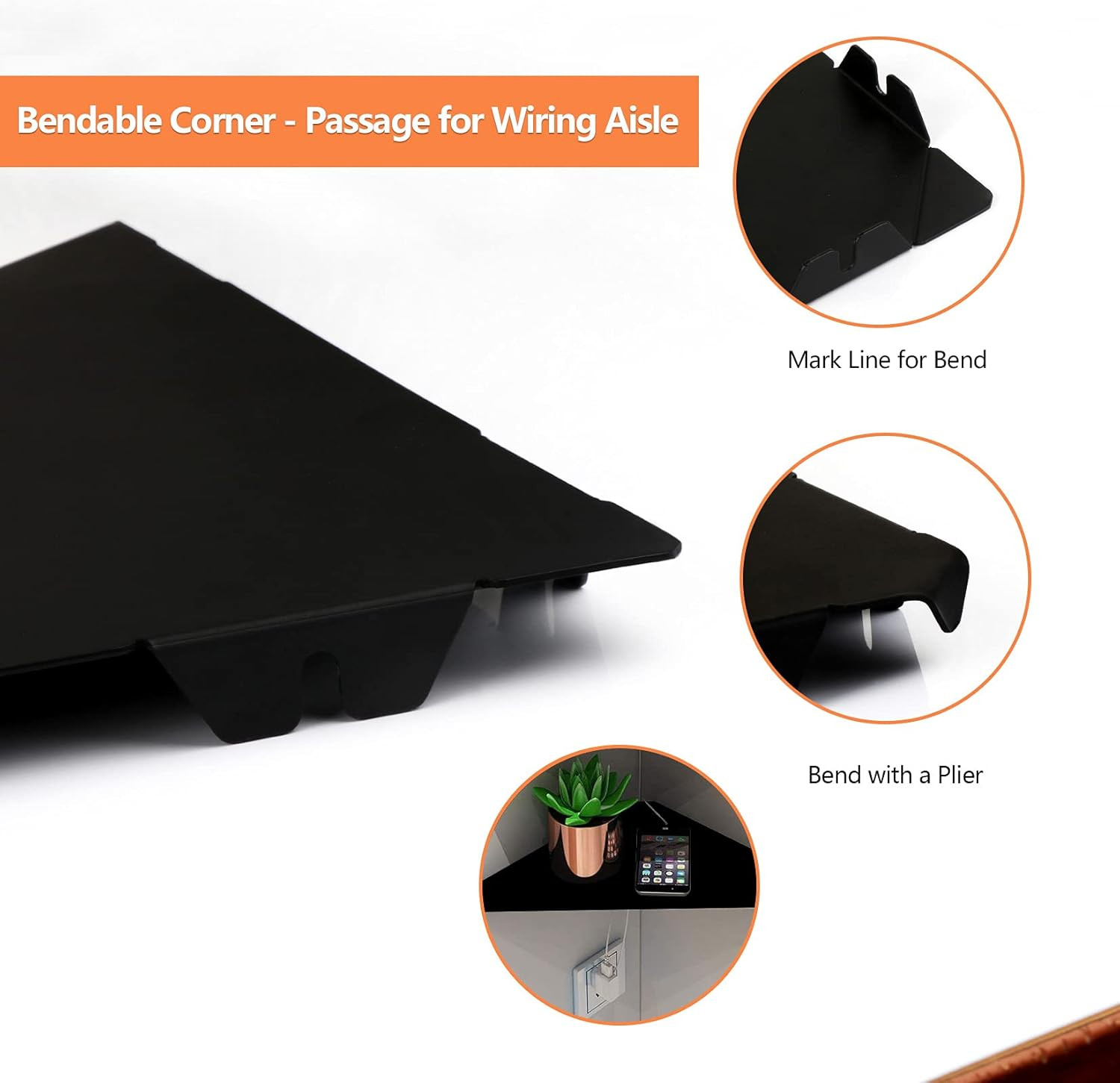 Evron Corner Mounting Shelf,Easy to Install Wall Corner Shelf,Aluminum Material