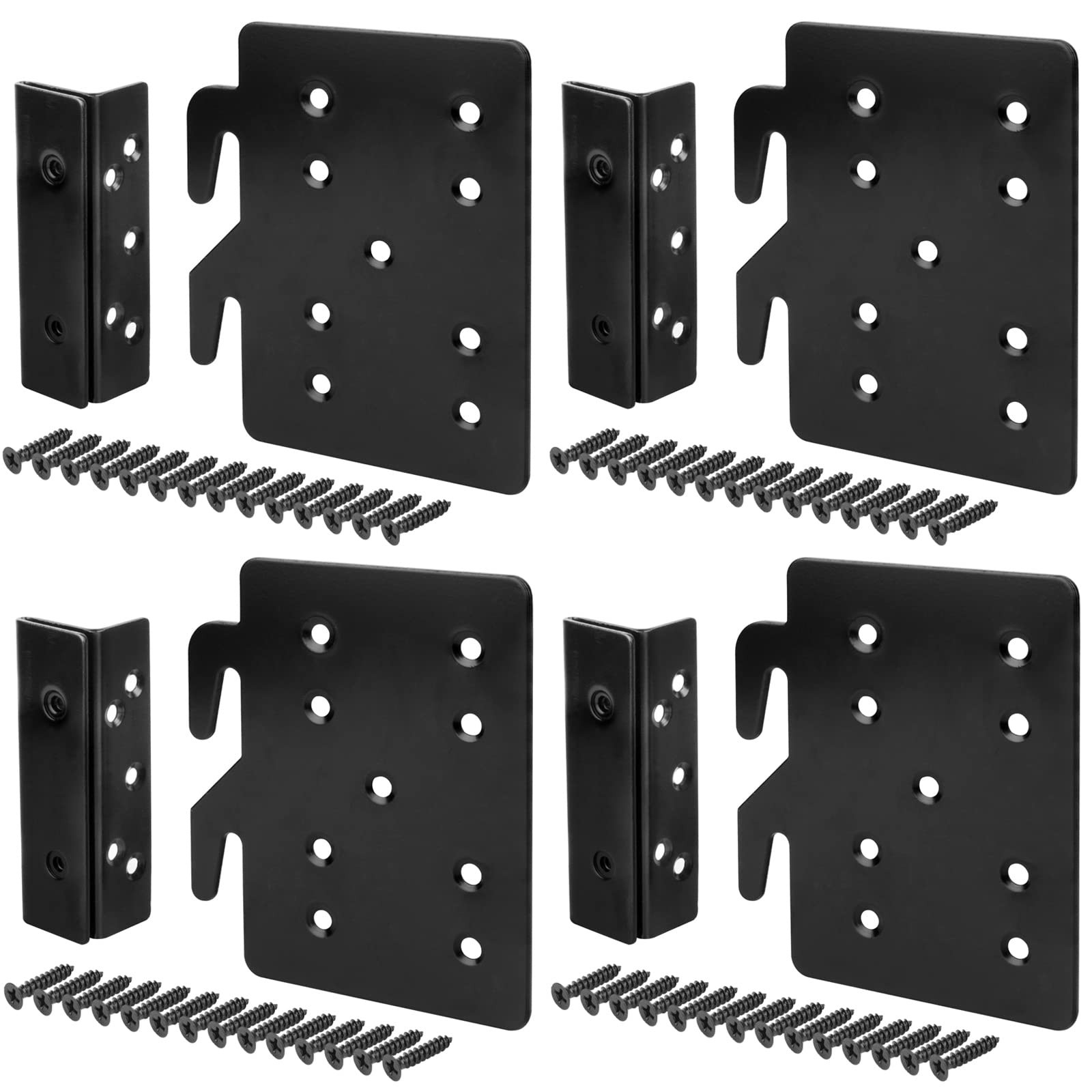 Bed Rail Hook Bracket Plates and Double Hook Slot Set, 5″ x 4-1/4″ Plate, 2 m…