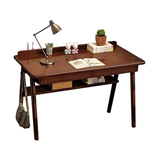Solid Wood Writing Desk, 47″ Mid-Century Modern Walnut Desk, Home Office