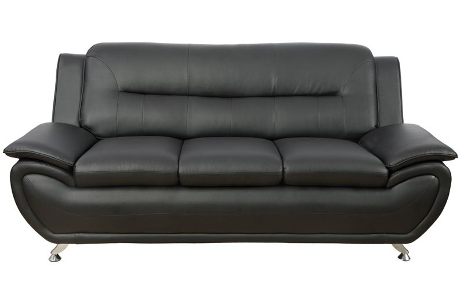 NEW Black Leather Gel 3PC Sofa Set Contemporary Modern Living Room Furniture