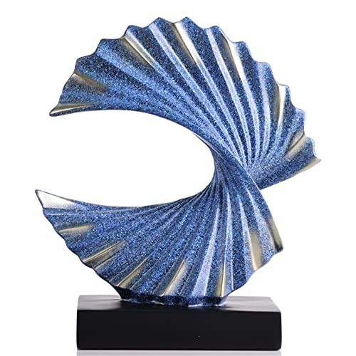 Gold Wave Sculpture, Modern Ocean Wave Home Accents, Resin Art Statue for Blue
