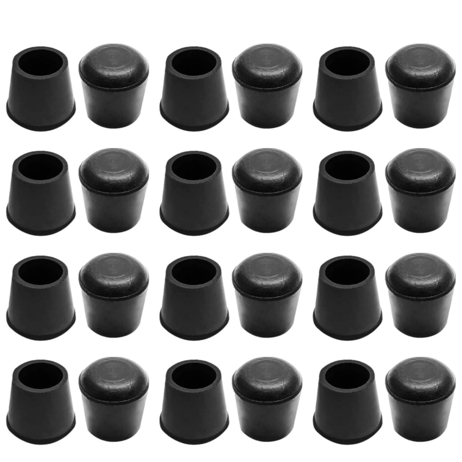 24Pc Value Set Black 5/8” round Rubber Chair Leg Tips Caps Floor Protectors Non-