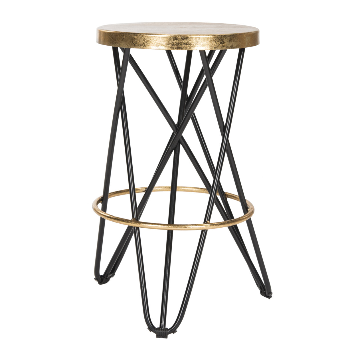 SAFAVIEH Lorna Gold Leaf Counter Stool | Black / Gold |