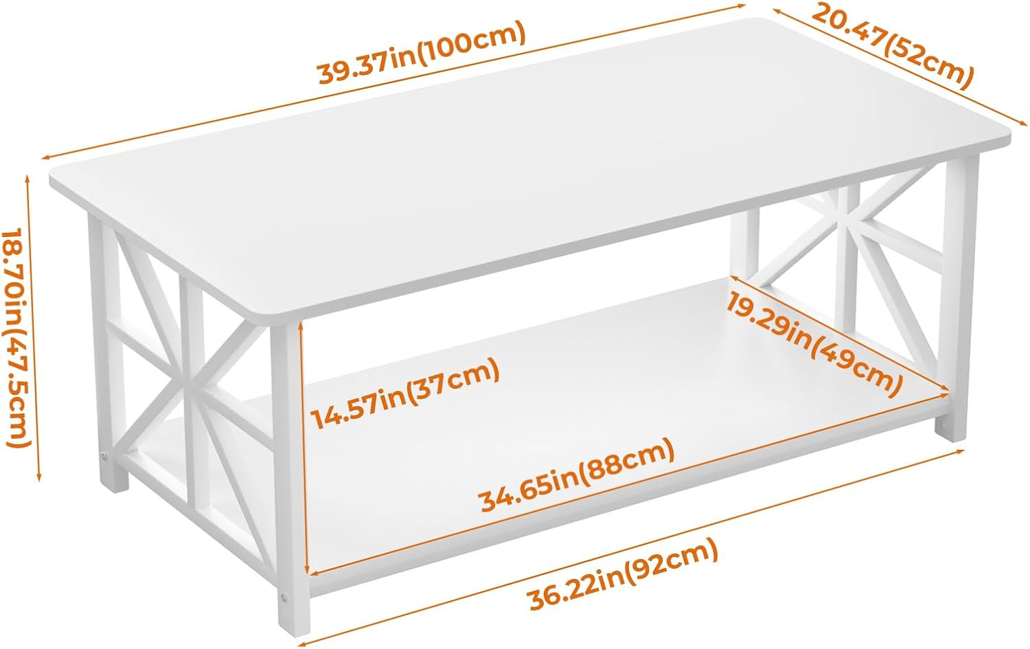Coffee Table for Living Room with round Corners Farmhouse Style Center Table wit