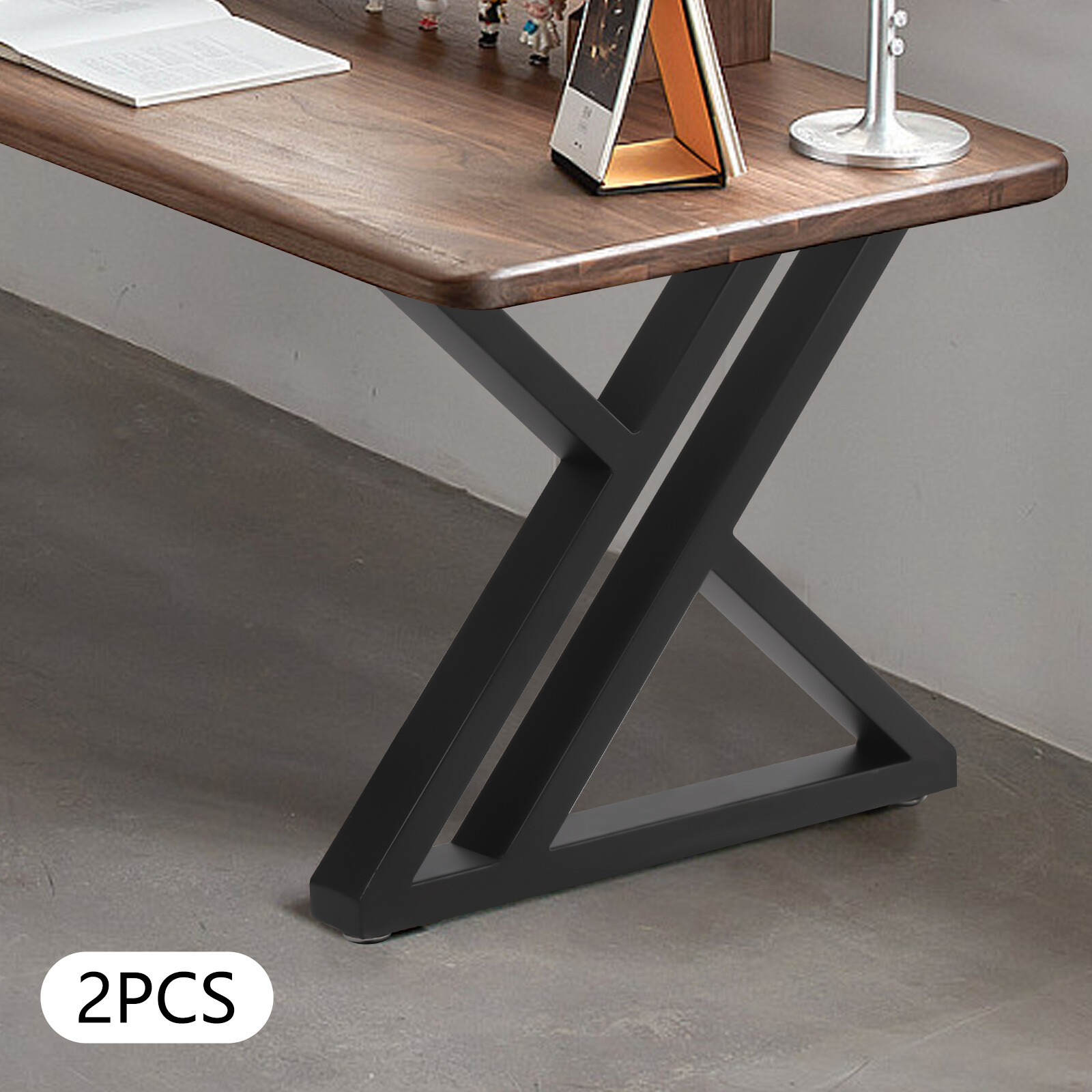 2Pack X-Shaped Table Legs Durable Metal Desk Heavy Duty Steel Desk Legs Black