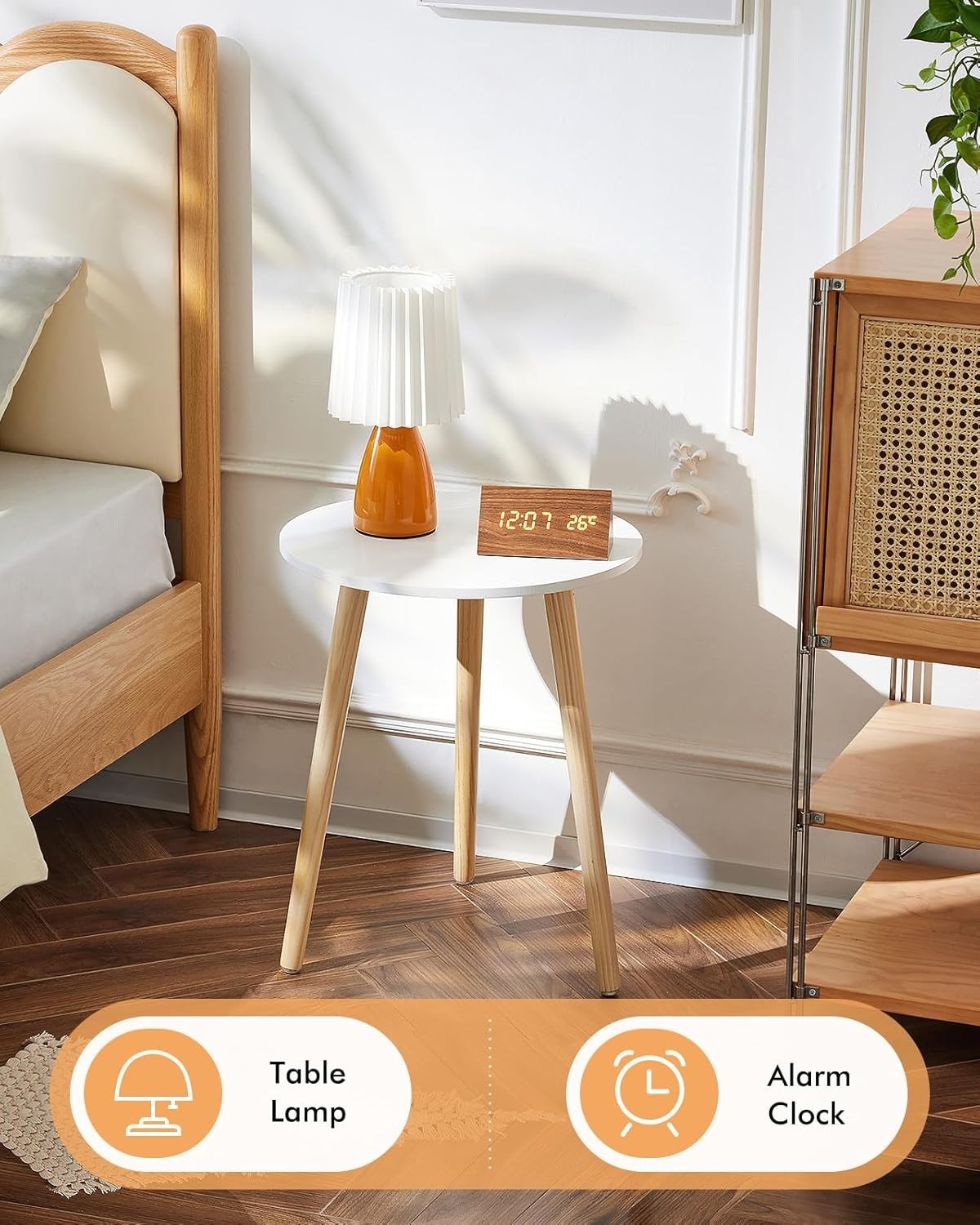 Stylish White Bedside Table – Easy Assembly & Compact Design, 16.5 x 20.5 In