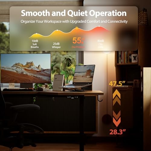 Electric Standing Desk, L-Shaped 55 Inches Height 55 x 35 Inch Brown