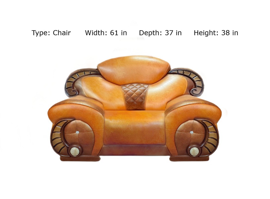 NEW Royalty Kingdom 3PC Sofa Set Brown Leather Diamond Traditional Living Room