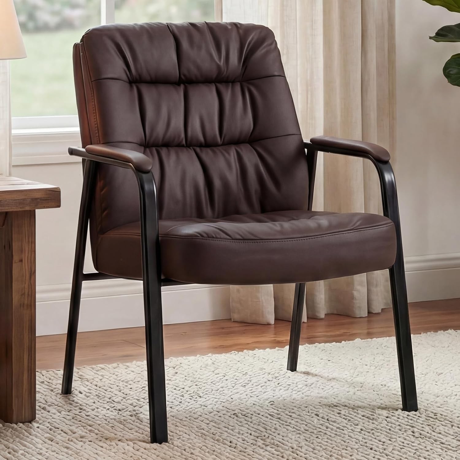 Waiting Room Chairs Guest Chair Faux Leather PU Leather Padded Armrest 500lbs