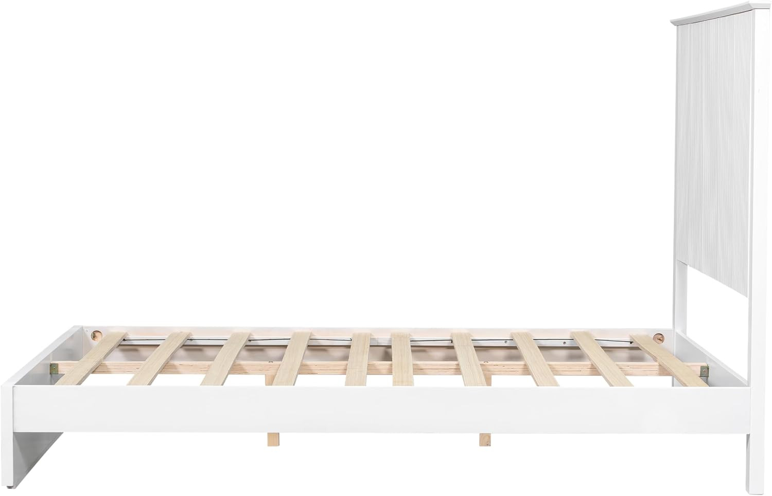 Queen Size Bed Frame with Platform,Solid Wood Bed with Headboard,600Lbs Weight L