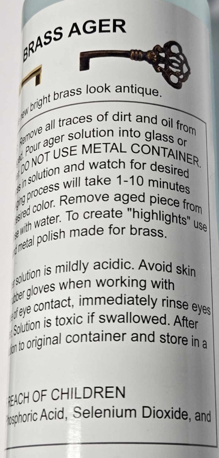 8 Ounce – BRASS AGER Darkening Solution antique vintage old dull patina rustic
