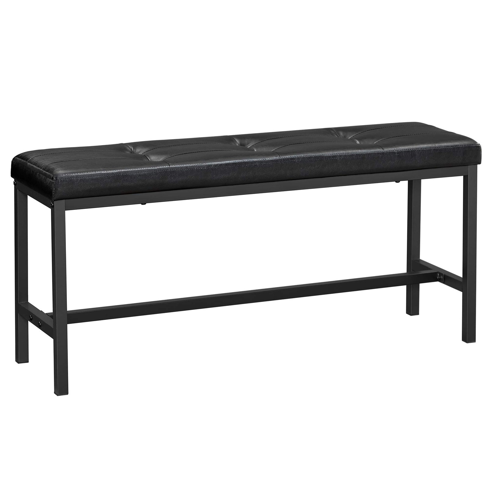 VASAGLE Dining Table Bench, Ottoman Bench with PU Leather Padded Seat, Steel Fra