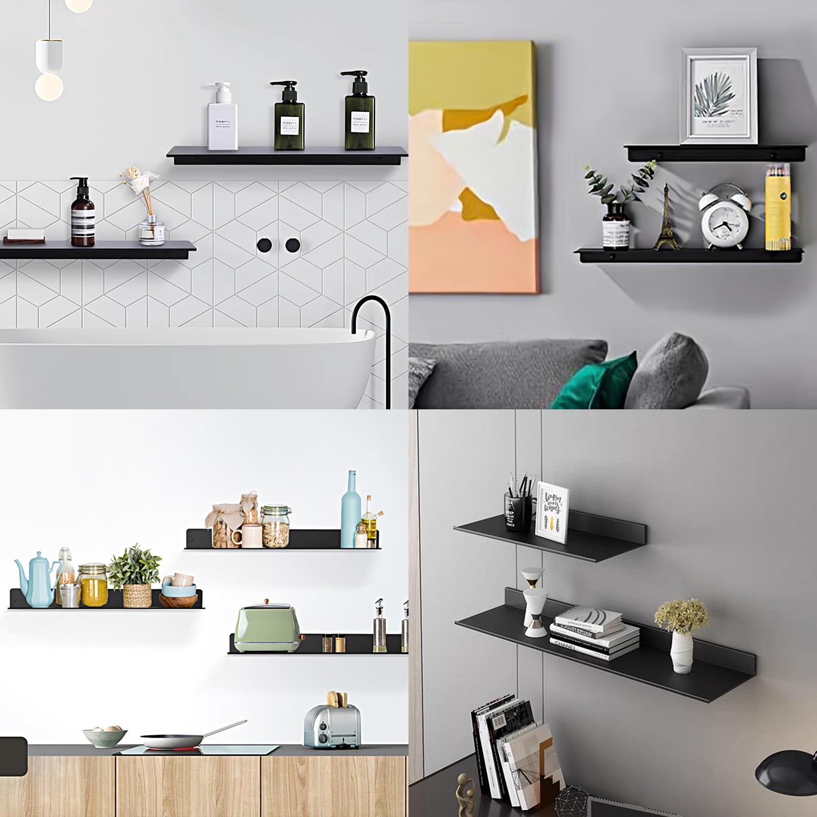 15.7in Floating Shelves,Bathroom Metal Shelfs for Wall,Wall Mounted Shelf Set…