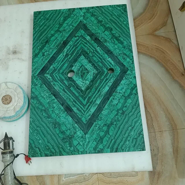 “Stunning Malachite Stone Coffee Table Top – Malachite Gemstone Center Table Top