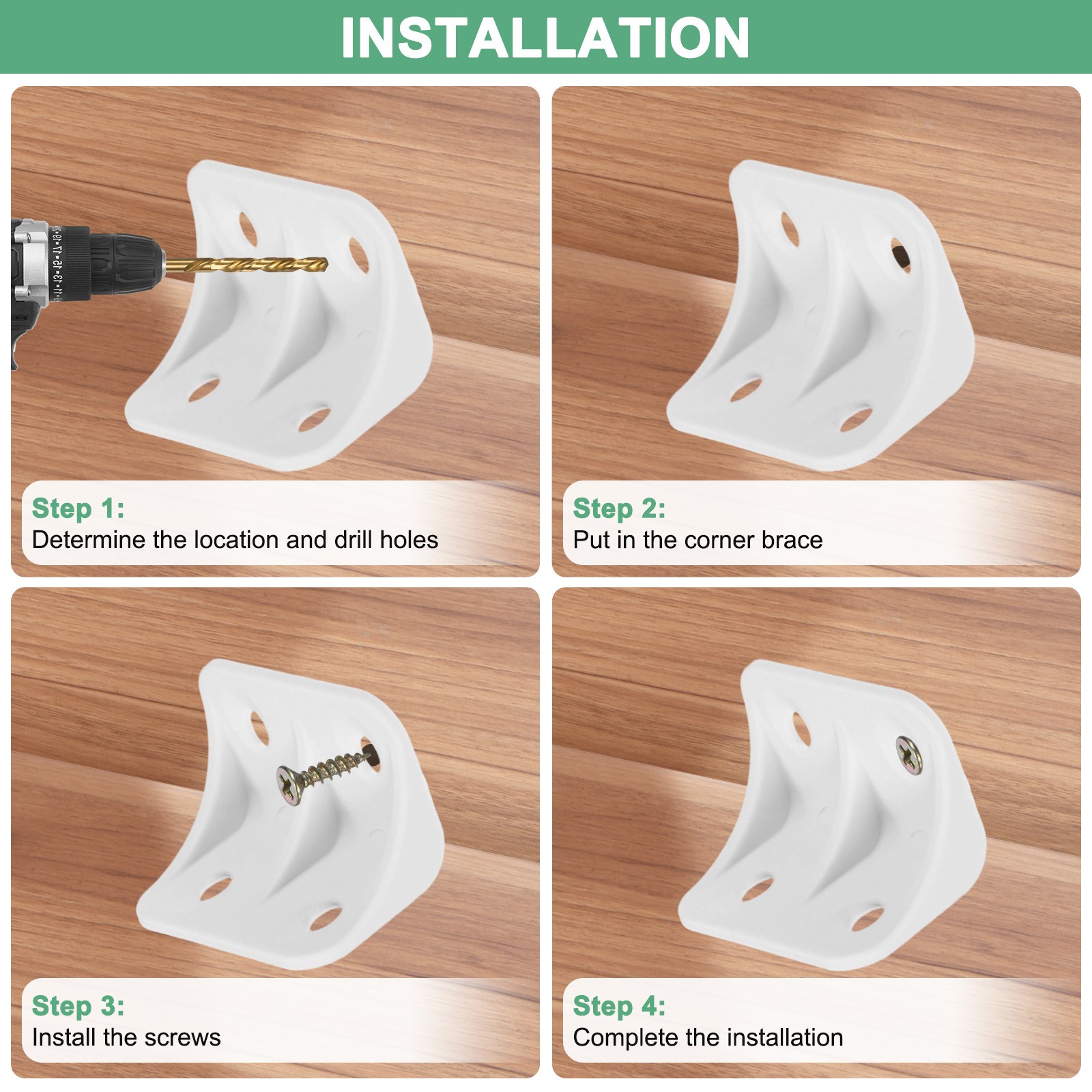 20-Pack L-Shape Corner Brace, 0.94×0.94 in Plastic Right Angle Bracket