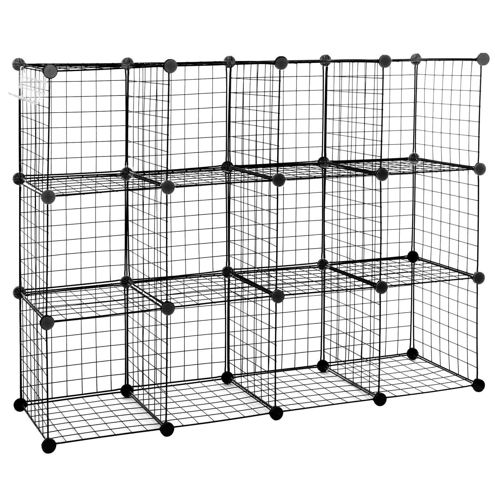 12 Cube Storage Rack Organizer Kitchen Bedroom Black Shelving Metal Wire Shelves