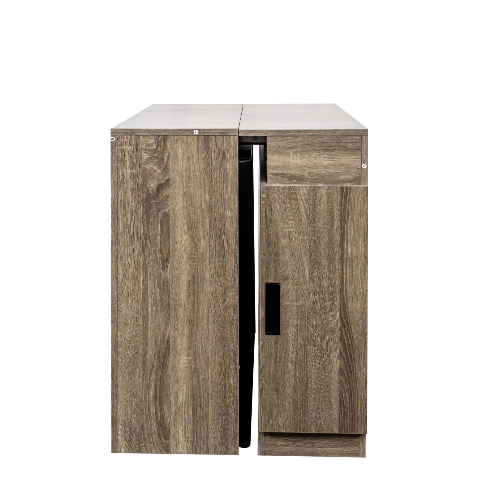 Modern Extendable Dining Table w/Outlet, Space Saving Expandable Table w/Storage