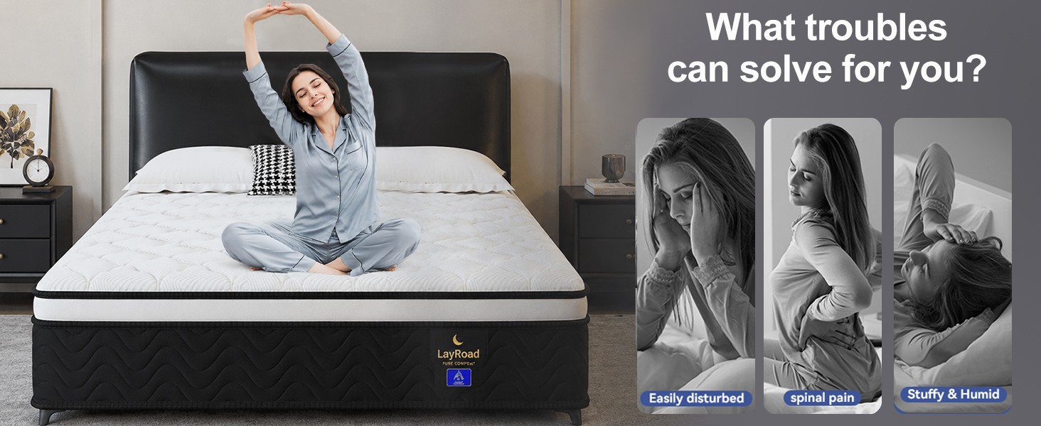 Full 14-Inch Hybrid Mattress with Gel Memory Foam & Pocket Springs, Medium Firm,