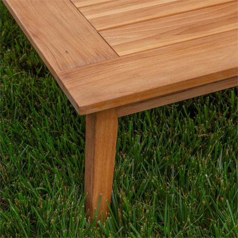 Linon Farrah Outdoor Teak Wood Coffee Table 12.4″ High in Natural Oil Finish