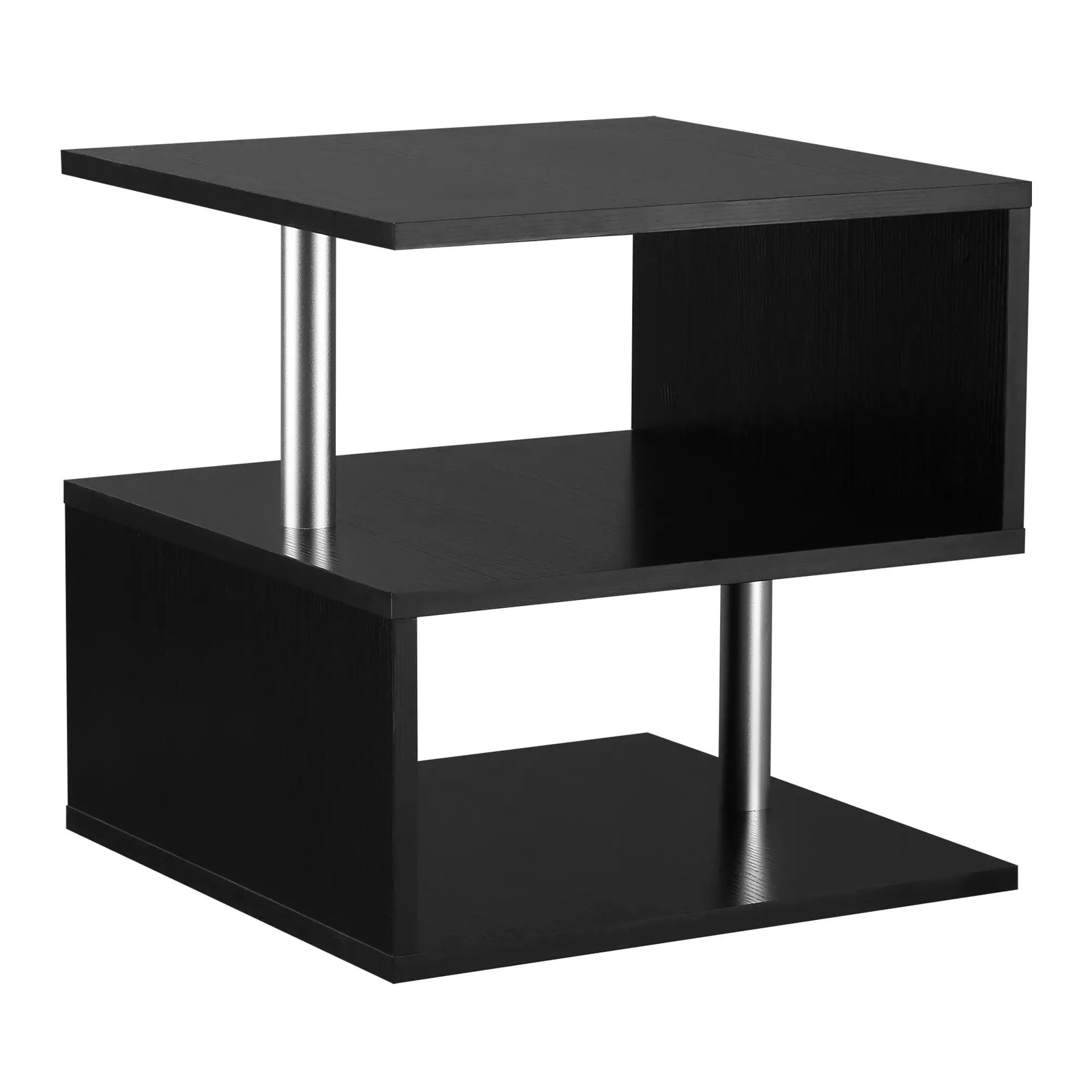20″ Modern End Table, Accent Side Table, S-Shaped Coffee Table with Storage