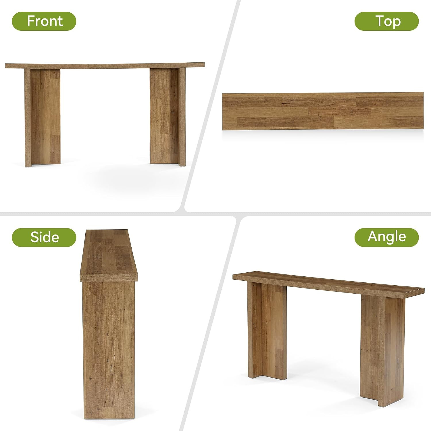 63″ Modern Rustic Oak Console Table – Minimalist Entryway & Living Room Decor