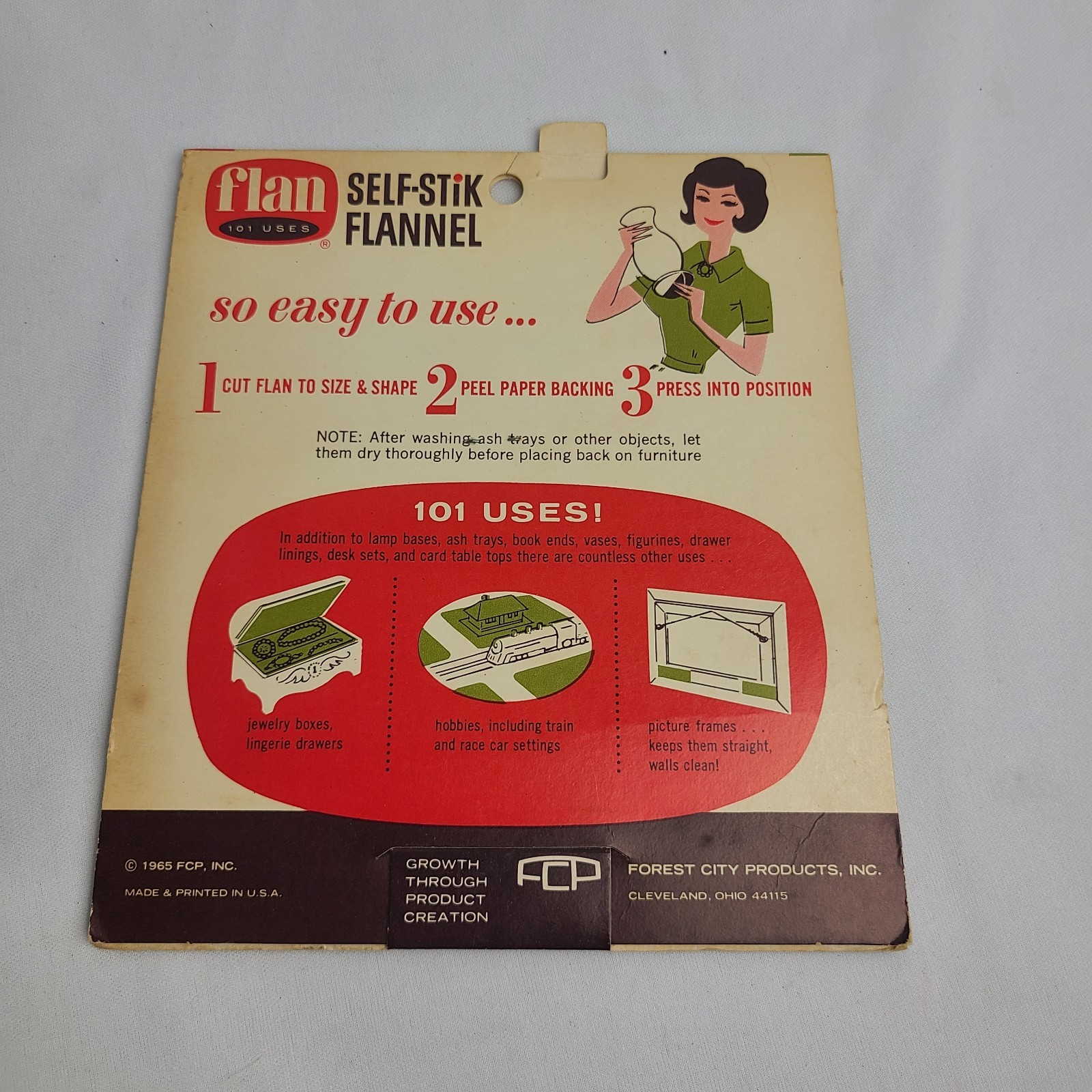 Vintage NOS 1965 Flan Self Stick Flannel Furniture Protector Scratch Proofer MCM