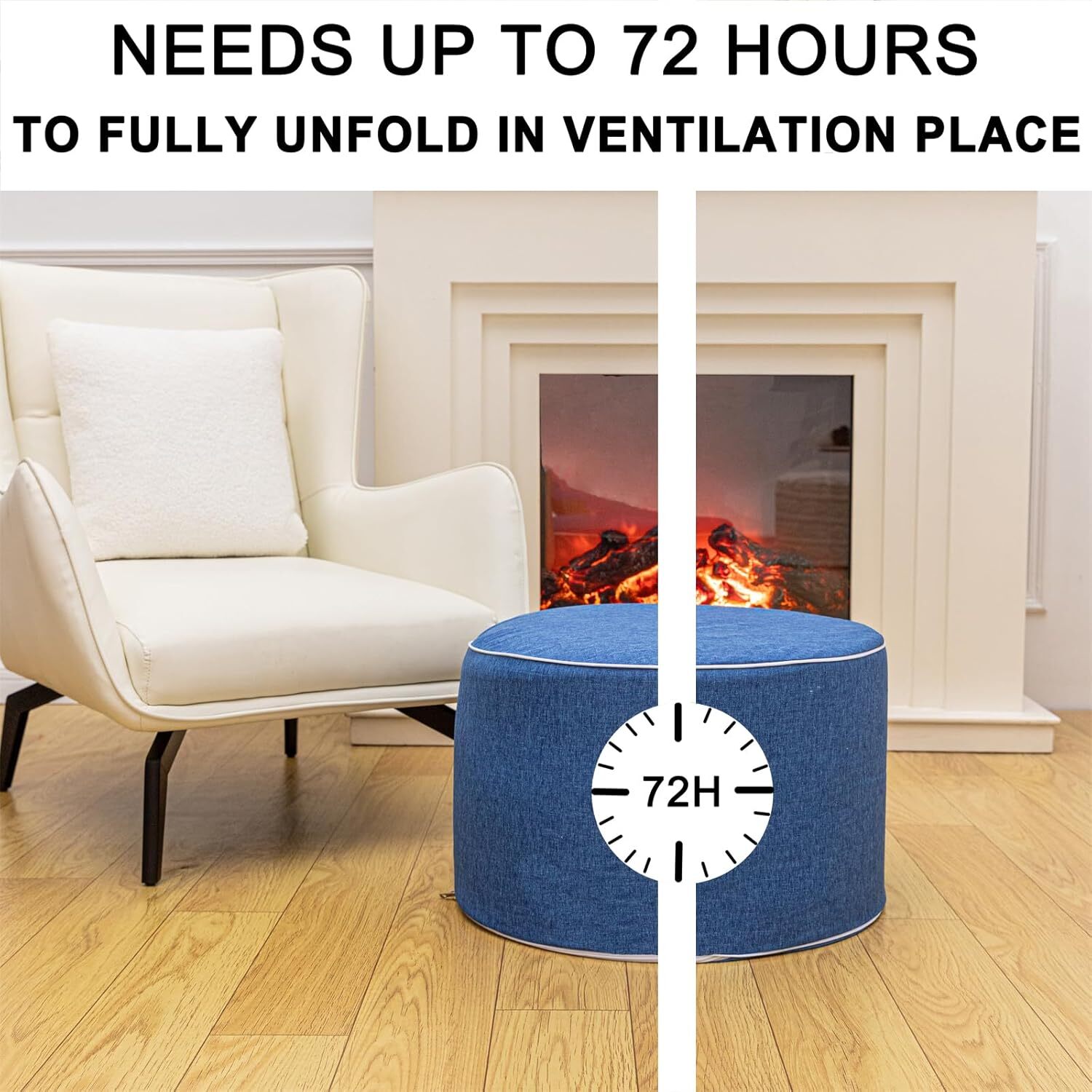 Comfortable Outdoor Ottoman Waterproof 19×12 In Lightweight Foam Stuffed Pouf