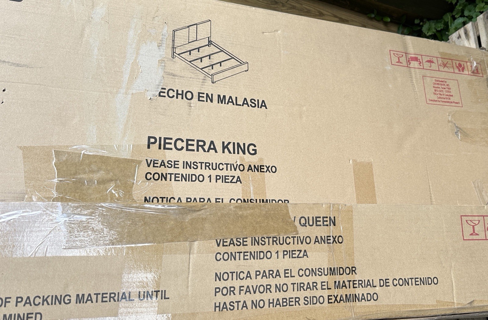 NEW Crown Mark Rangley Grey Brown King Bed B6830-K-FB B6830-KQ-RAIL No Headboard