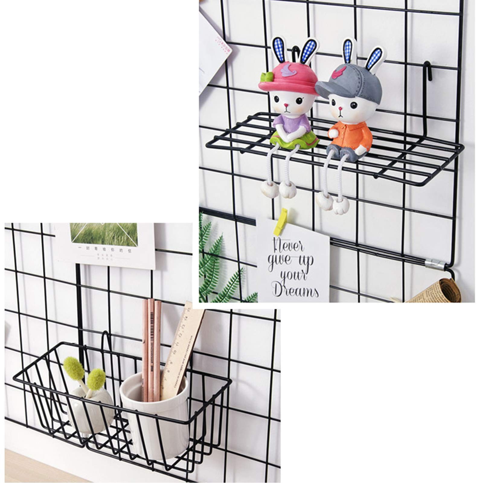 Grid Wall Basket Wall Grid Panel Accessories Wire Straight Shelf With Hook Organ