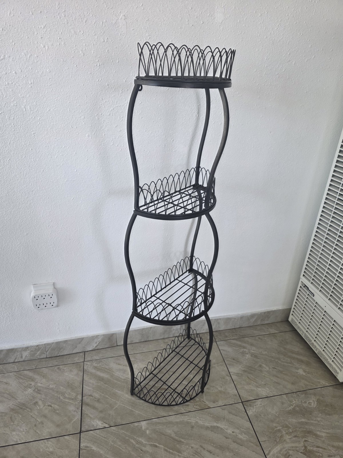 Black Metal 4-Tier Freestanding Tower Shelf Shelving Unit 41-50in H 30in L