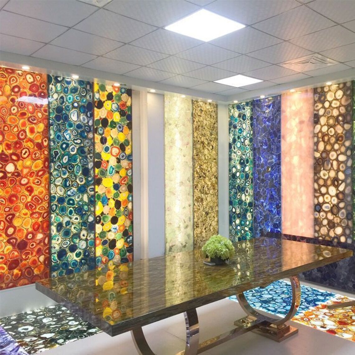 Handcrafted Labradorite Table Top | Natural Gemstone Slab for Dining, Coffee Top