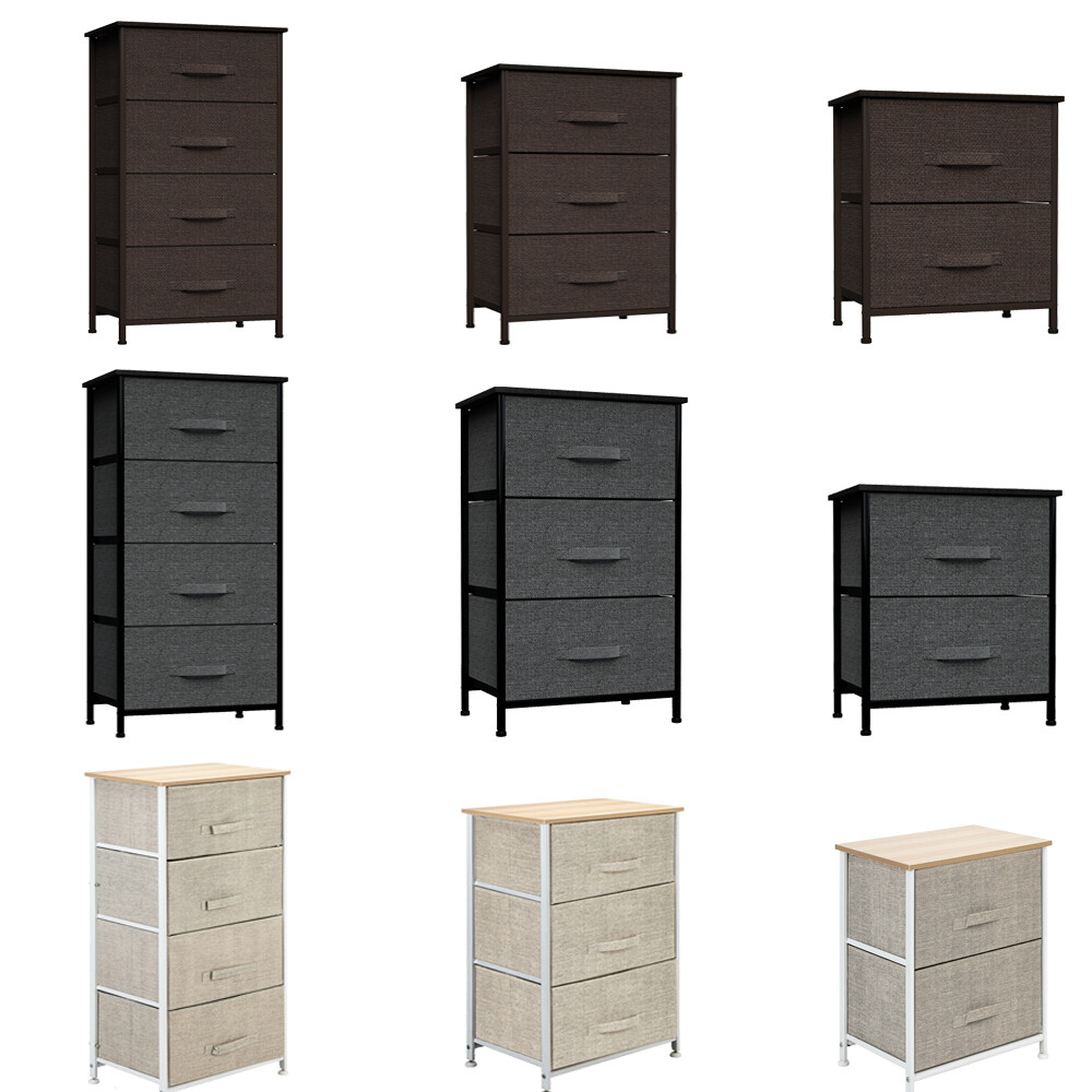 Chest of Fabric Drawers Dresser 2/5/7 Bins Furniture Bedroom Storage Organizer