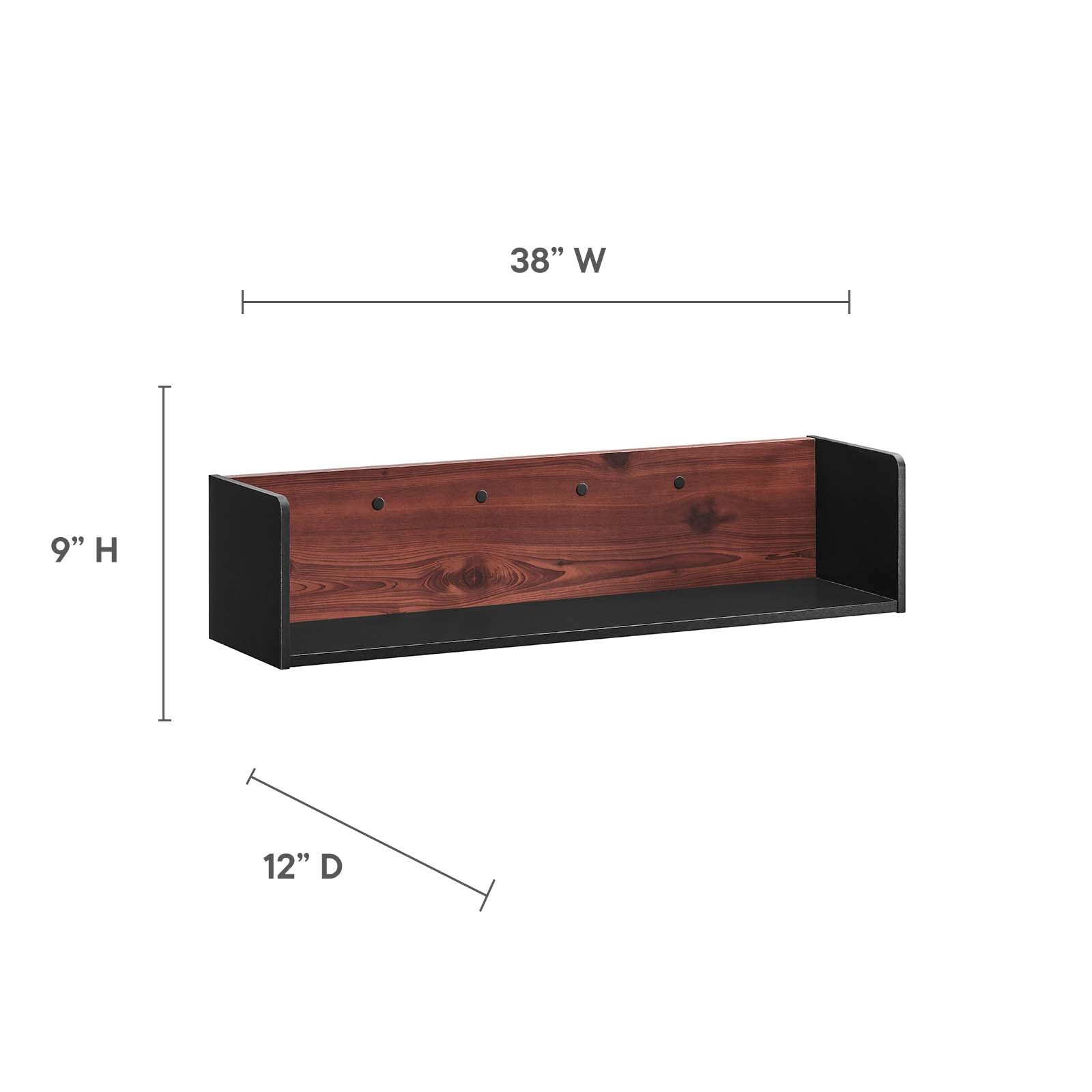 Modway Kinetic 49″ Wall-Mount Office Desk With Cabinet and Shelf in Black Cherry