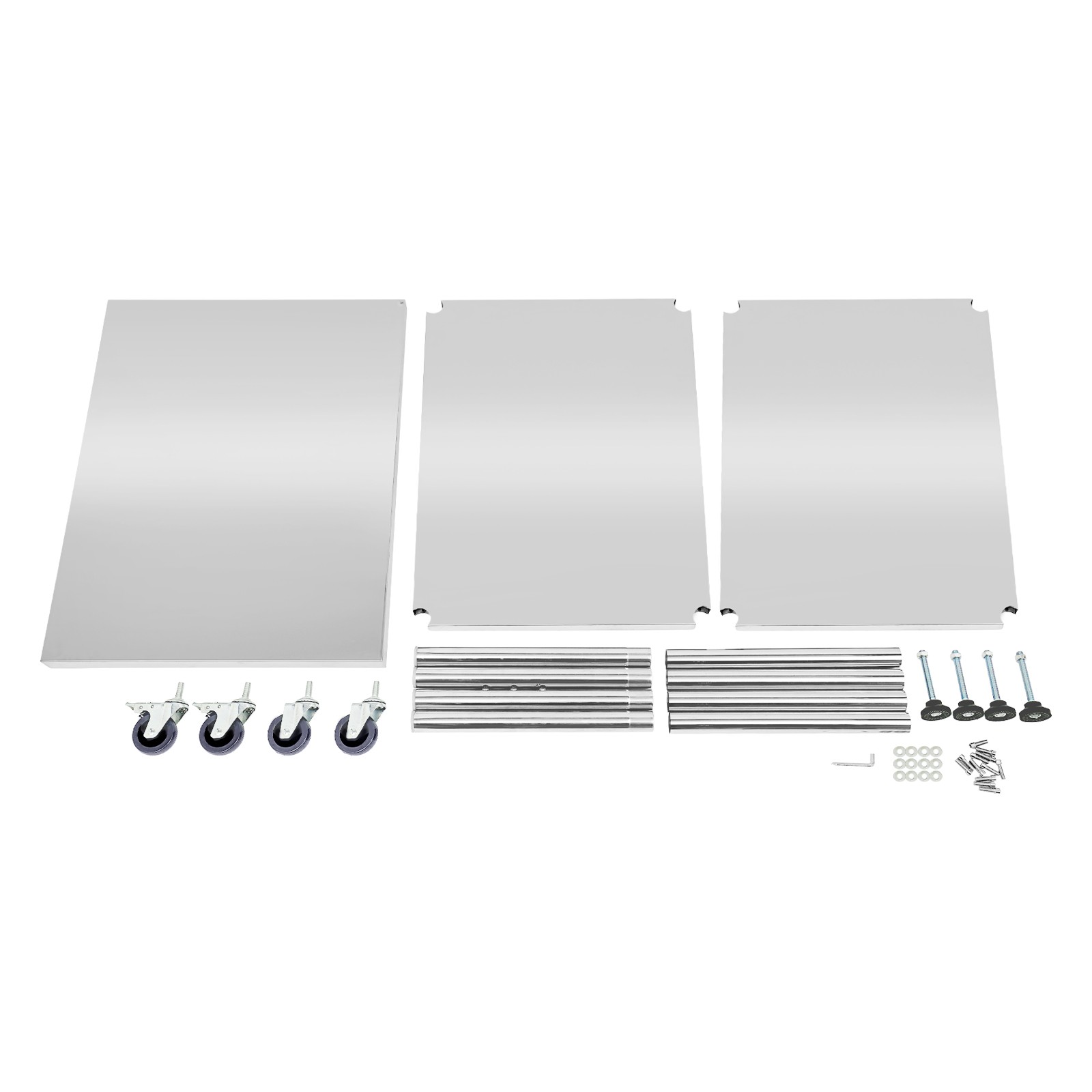 Rolling Work Table 3-Tier Moveable Table w/ Wheels Stainless Steel Utility Table