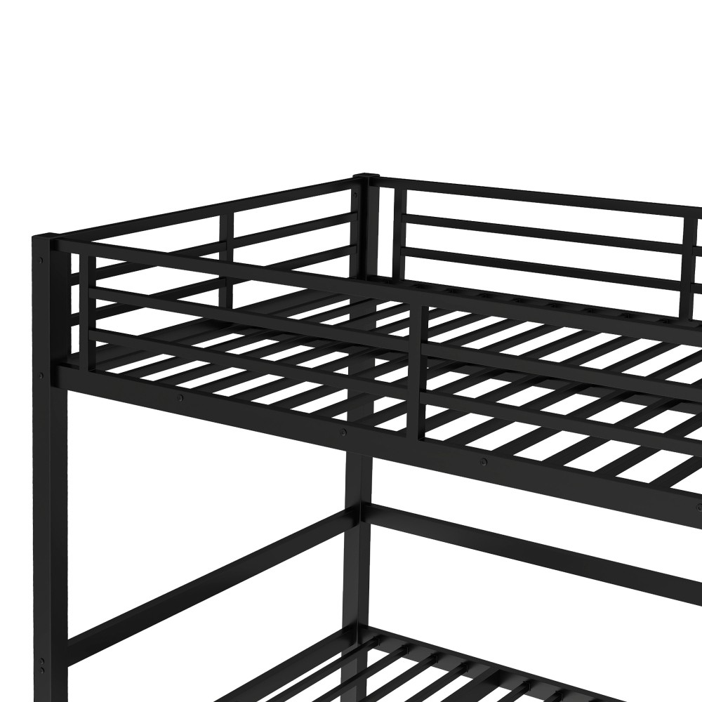 Full over Full size Bed pull-out Metal Bunk Bed, lower bunk can be pulled out