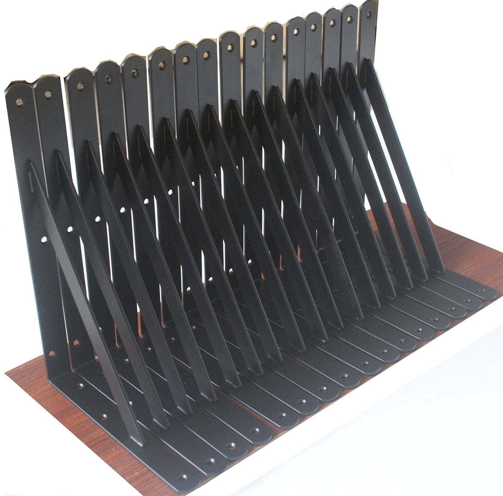 8 Pack L12 x H 8″ Black Heavy Duty Shelf Brackets with Screws Metal Shelf Bra…