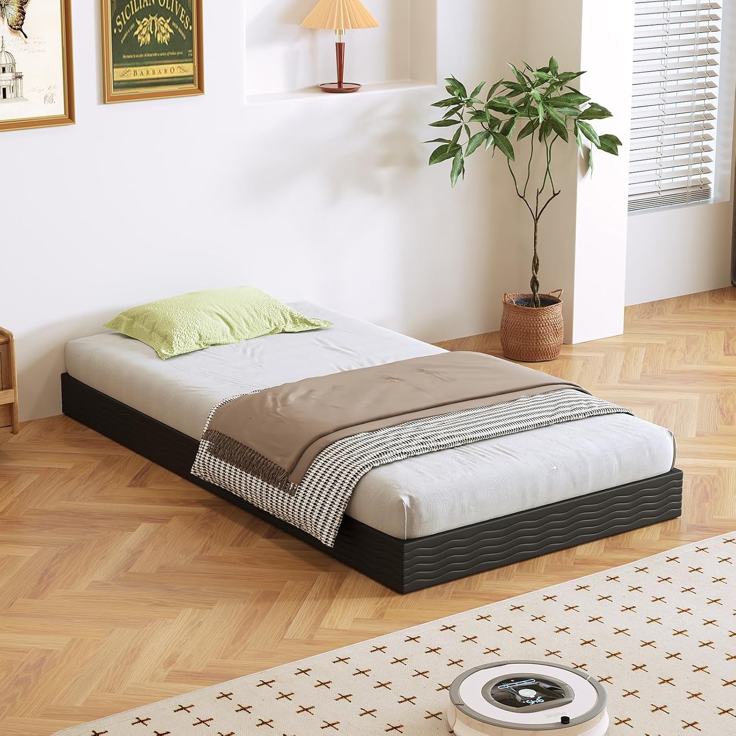 Box Spring, Metal Frame Mattress Foundation with Fabric Cover, Easy Assembly,