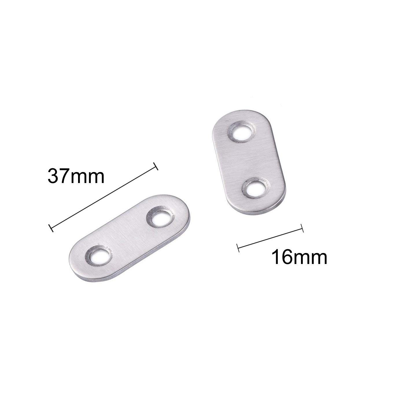 20 PCS 37x16mm Stainless Steel Flat Straight Brace Bracket 40 PCS Screws