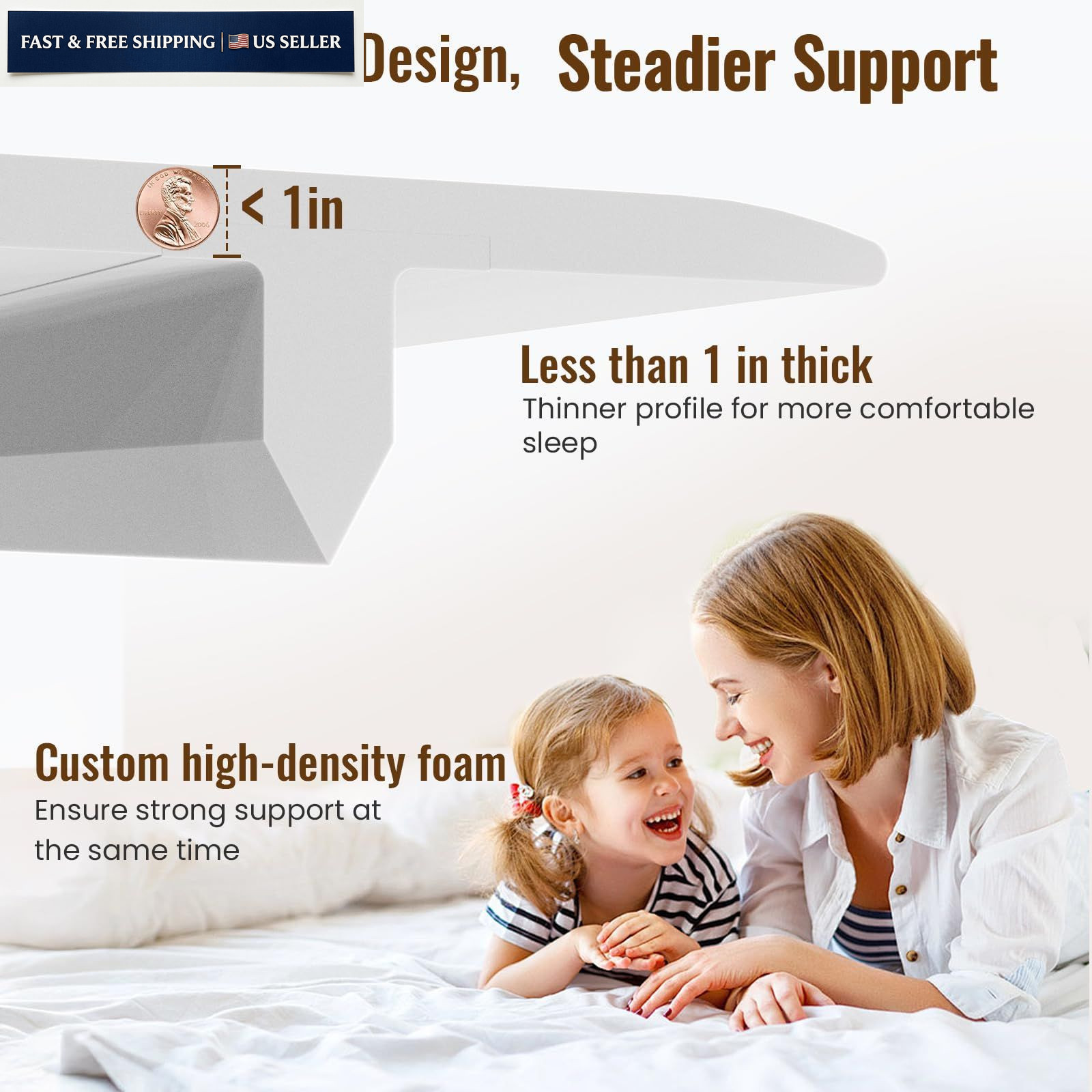 Vekkia 80″ x 12″ Twin XL/Twin to King Converter with Internal 80×12in, White