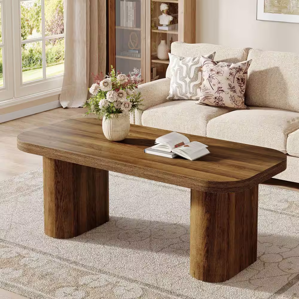 Allan 47.24″ W X 23.62″D Brown Rectangle Wood Coffee Table, Accent Center Table