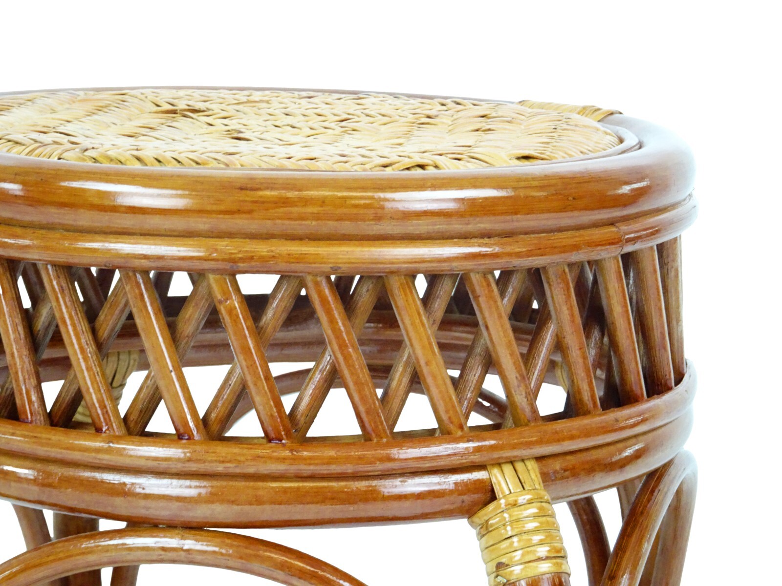Ginger Handmade Rattan Wicker Stool Ottoman Plant Stand