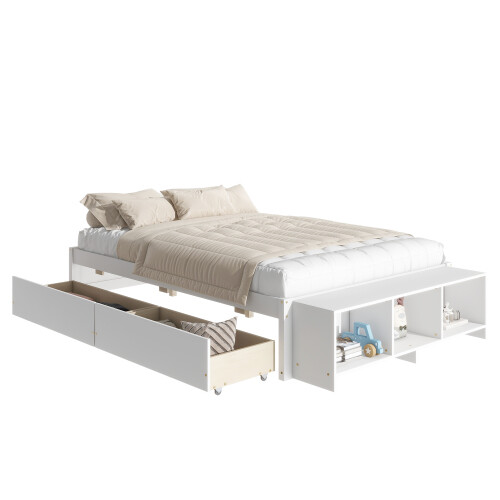 Full Size Bed Frames with Storage Drawers Storage Cases Solid Wood Bedroom Sets