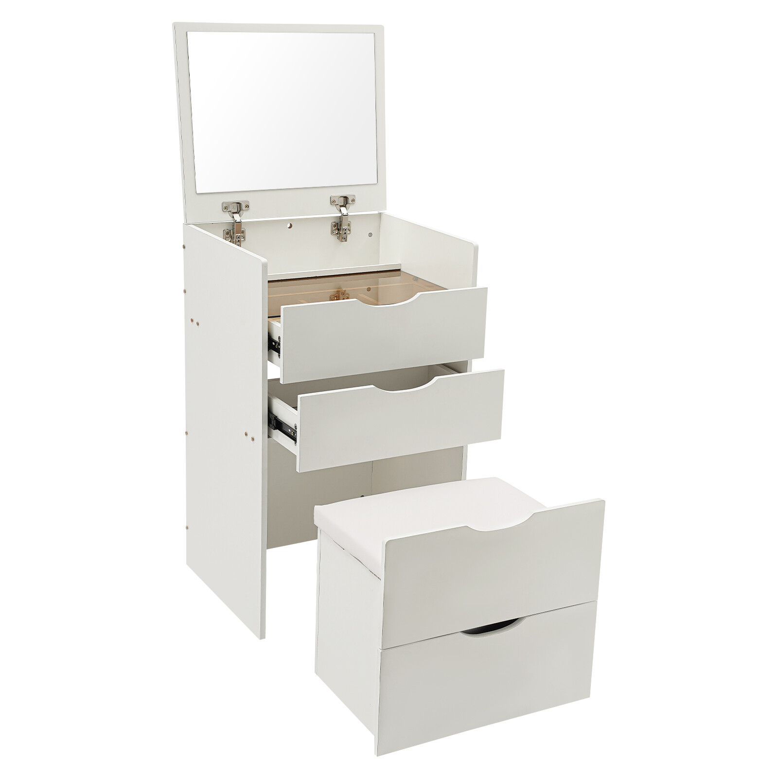 Makeup Vanity Table 3 Drawers Vanity Desk Vanity Desk W/Makeup Stool Max 220lbs