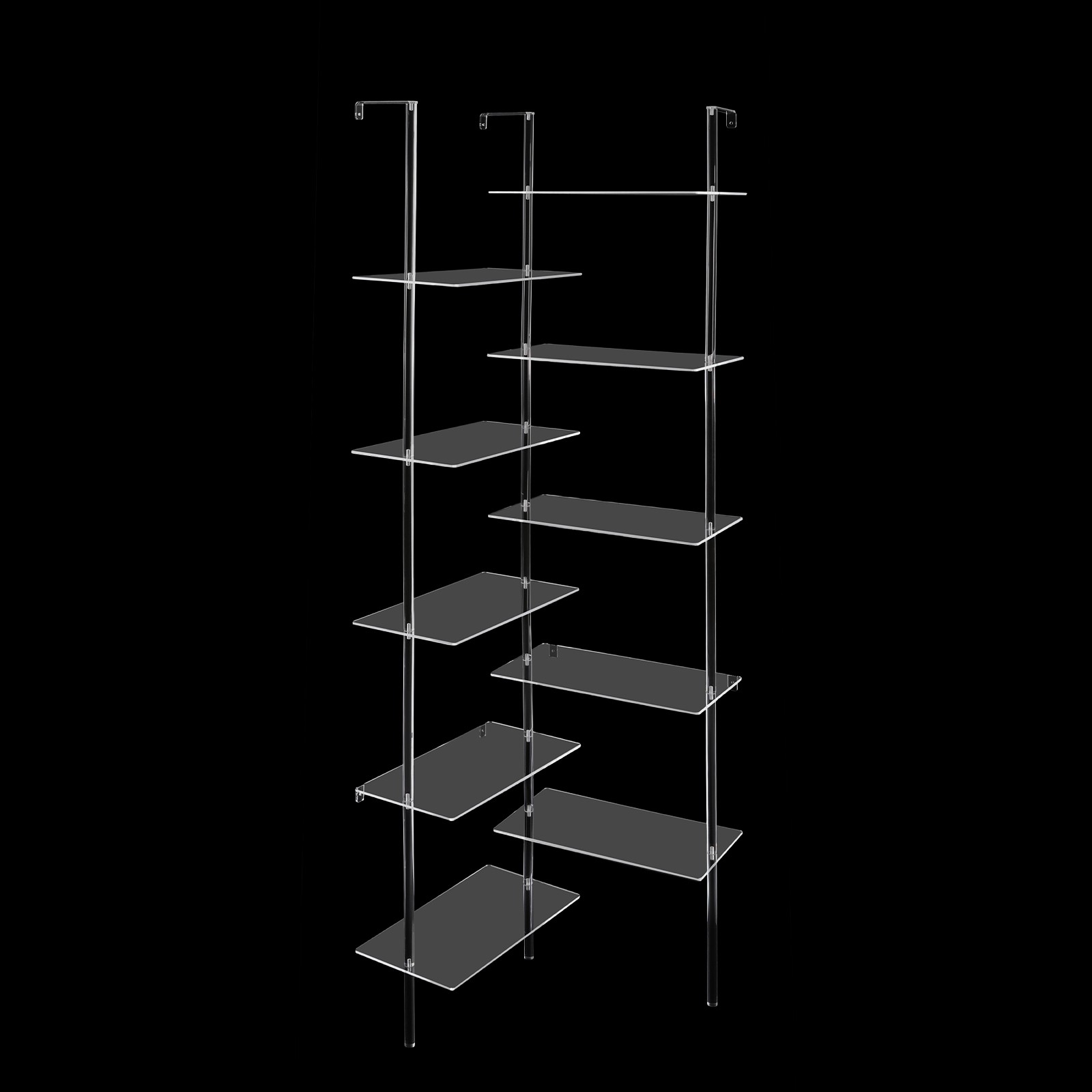 5-tier Corner Acrylic Geometric Shelf Rack, Bookshelf For Living Room Bathroom