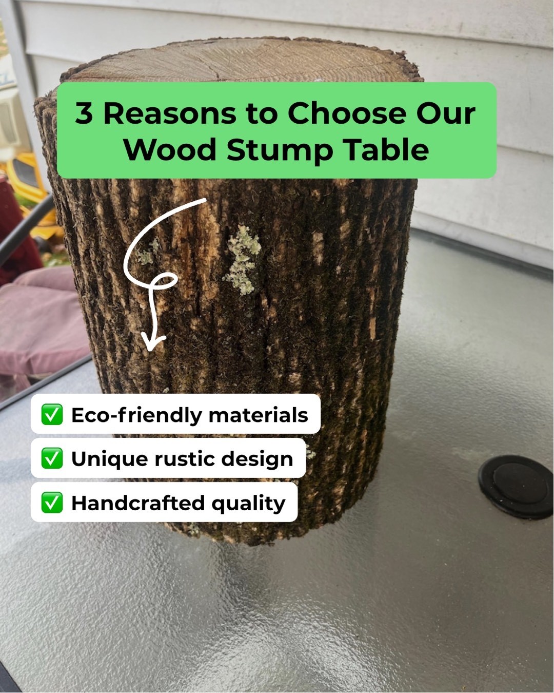 Tree Stump Stool, Natural Edge Side Table End Table