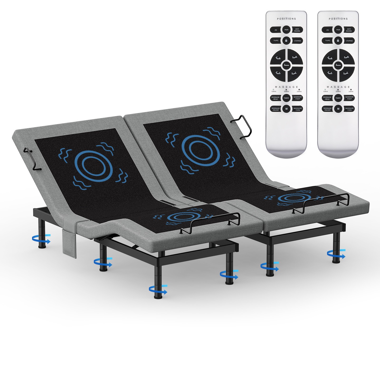 Split King Electirc Adjustable Bed Frame Base With Massage Remote USB Twin XL