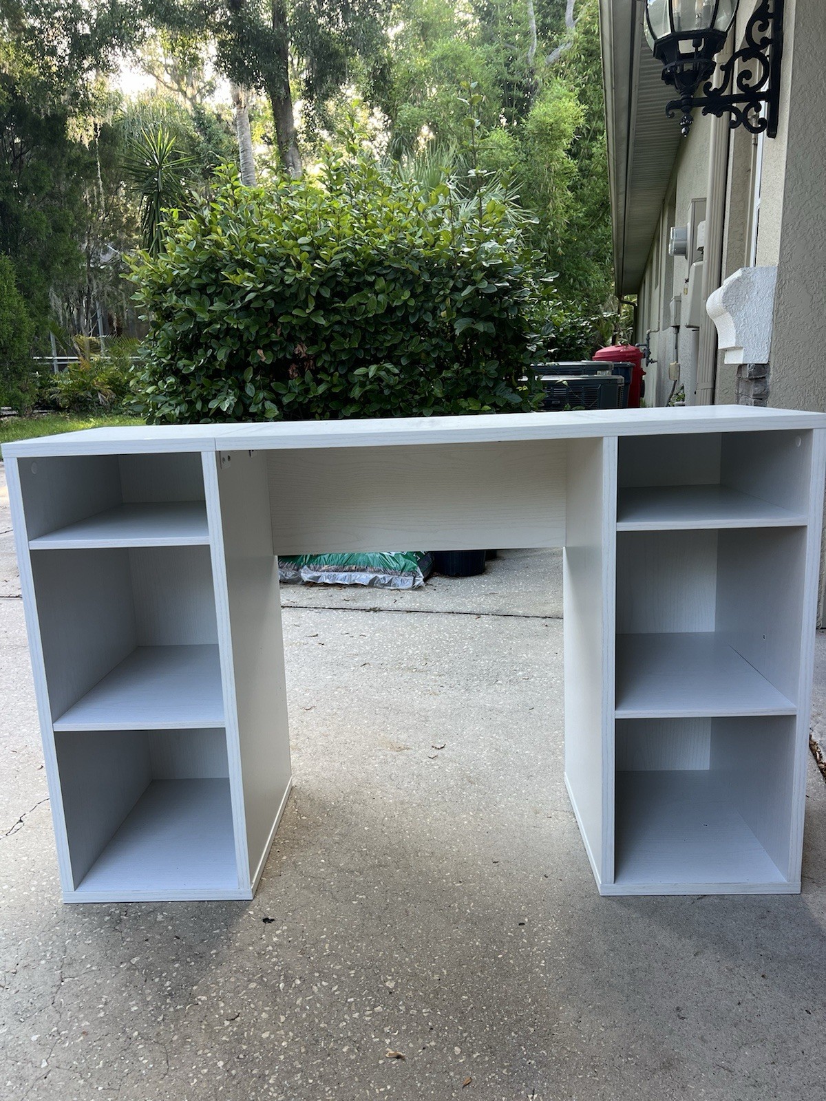 White Computer Desk Freestanding Wood Composite with 6 Shelves for Home Office